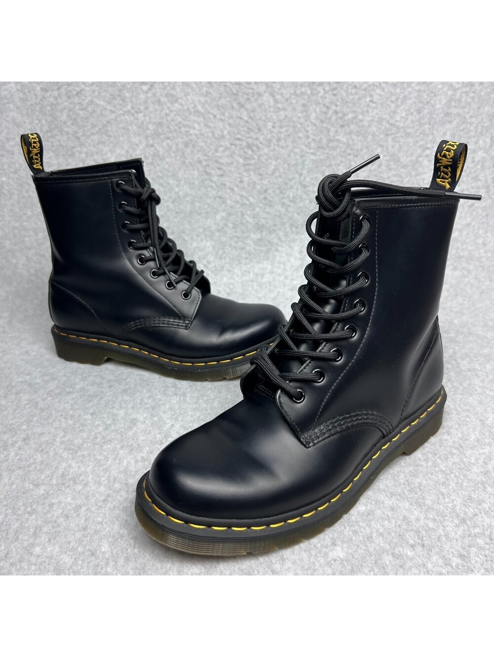 Dr Martens 1460 Black Leather Combat Boots 9 Womens Grunge Goth Punk Ankle Shoes
